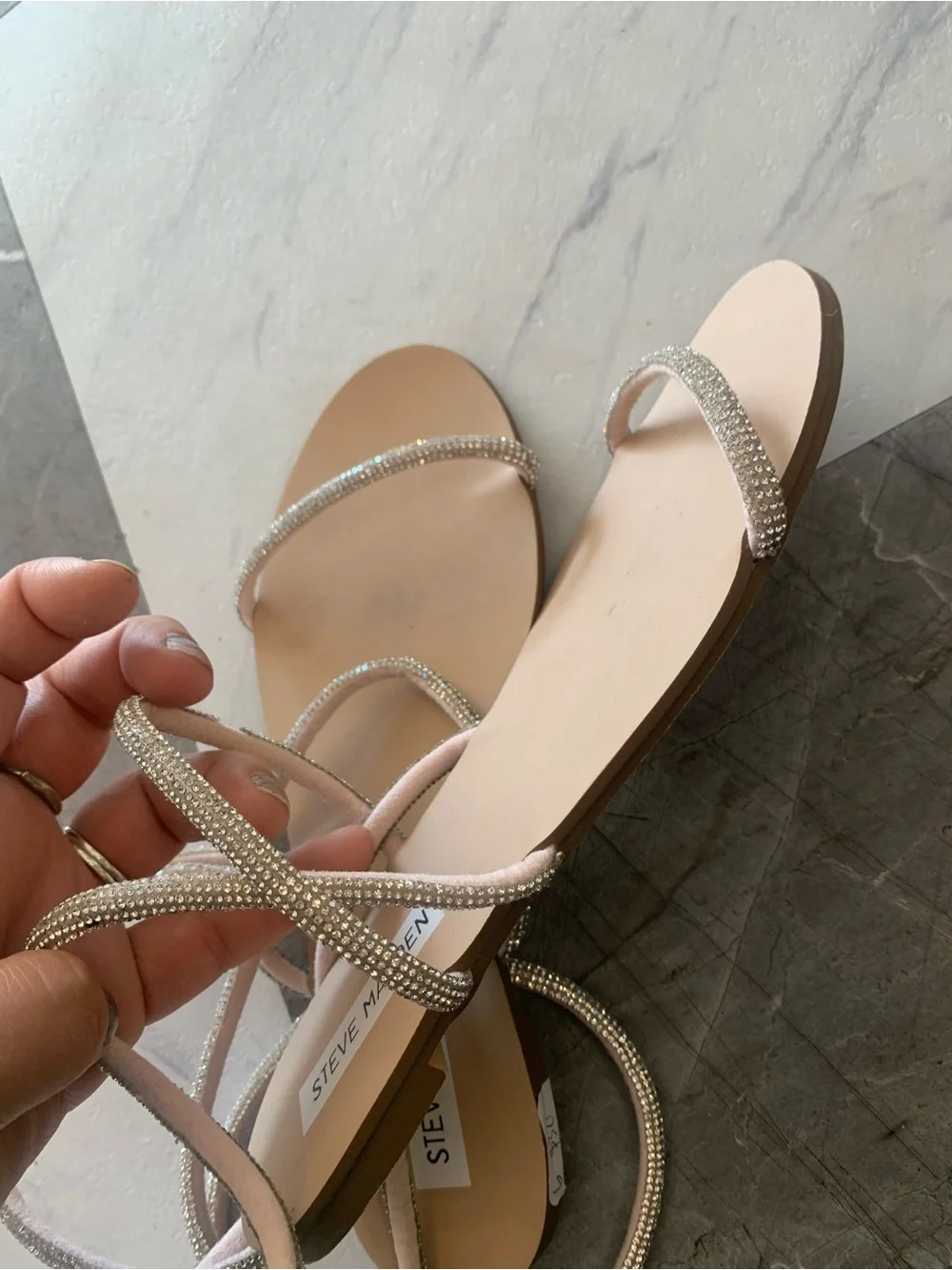 Steve Madden Nude Rhinestone Wrap Sandals